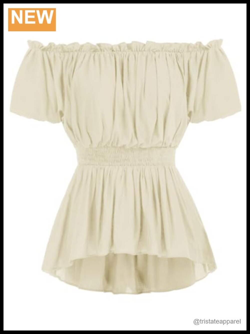 Women's Renaissance Peasant Blouse with Ruffled Off Shoulder and Puff Sleeves